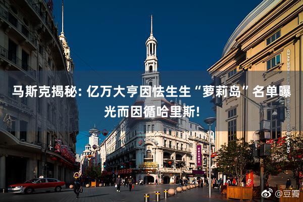 马斯克揭秘: 亿万大亨因怯生生“萝莉岛”名单曝光而因循哈里斯!