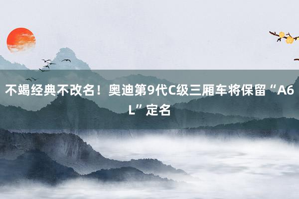 不竭经典不改名！奥迪第9代C级三厢车将保留“A6L”定名